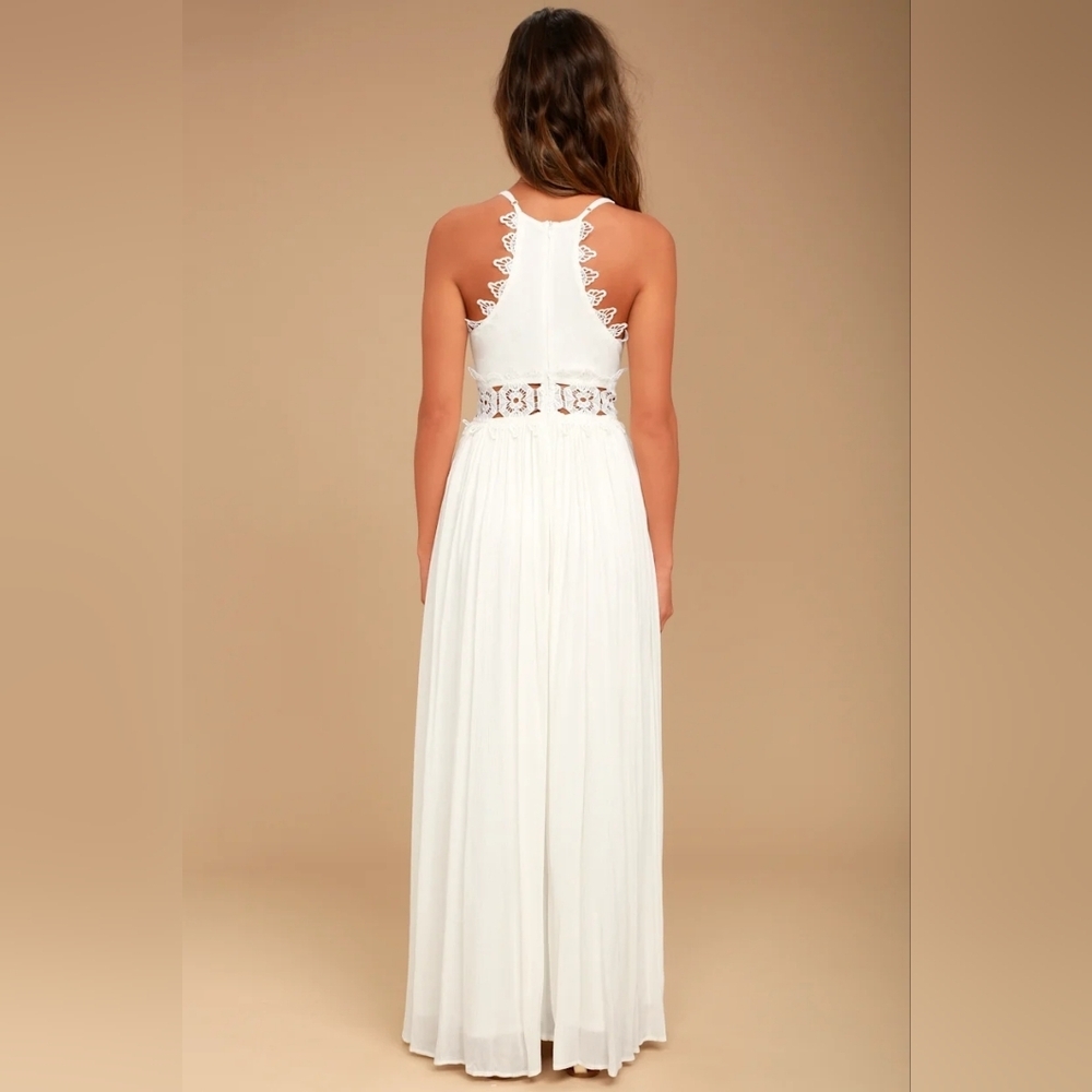 Lulus This is Love White Lace Maxi Dress S Wedding Vacation Resortwear Beach - Picture 4 of 10